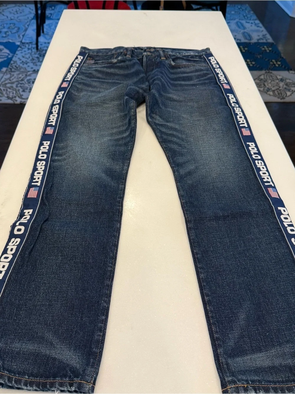 Ralph Lauren Men’s Varick Straight Jeans logo Flag Ribbon Seams Sz 32x32 NEW